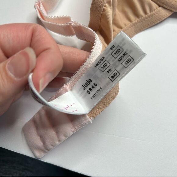 New Panache Jude Tan Molded Cup Bra 34D Lace Trim - Picture 6 of 7